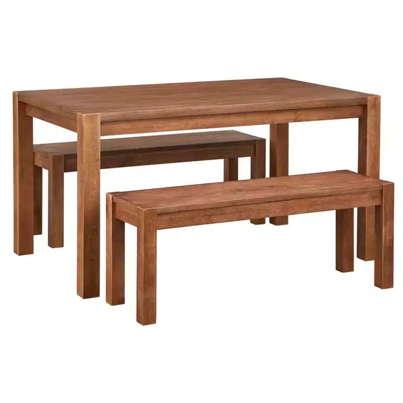 Buylateral 3pc Verdon Modern Farmhouse Dining Set with Bench Driftwood