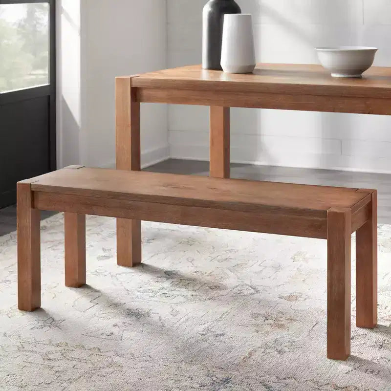 Buylateral 3pc Verdon Modern Farmhouse Dining Set with Bench Driftwood