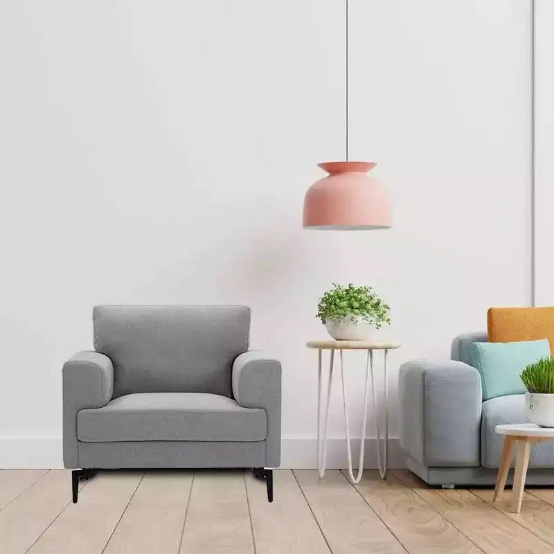 41" Kyrene Chair Light Gray Linen - Acme Furniture: Upholstered Metal-Legged Accent Armchair