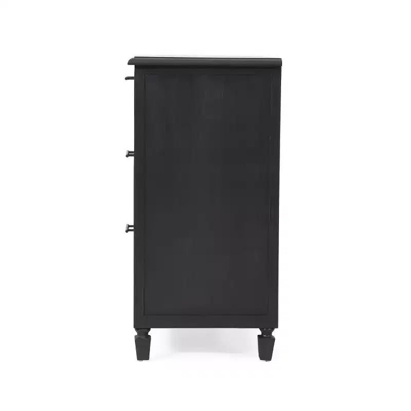 Christopher Knight Home Newell Rustic Acacia Wood and Cane 3 Drawer Dresser Dark Gray: Bedroom Storage, Metal Hardware