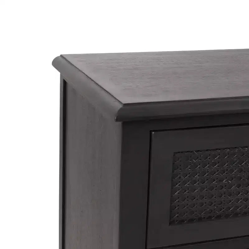 Christopher Knight Home Newell Rustic Acacia Wood and Cane 3 Drawer Dresser Dark Gray: Bedroom Storage, Metal Hardware