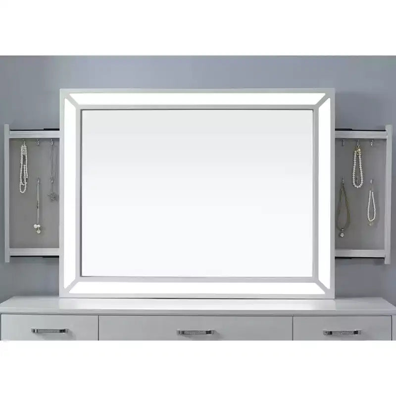 Grayde Contemporary Mirror with Led Light and USB Plug Luminous White - HOMES: Inside + Out
