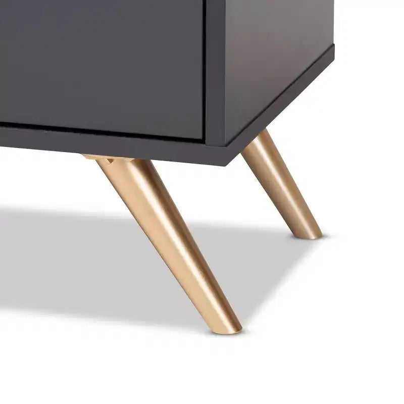 Kelson Wood 3 Door Cabinet Dark Gray/Gold - Baxton Studio: Entryway Organizer with 4 Shelves