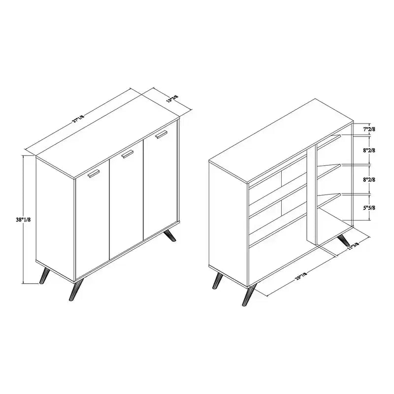 Kelson Wood 3 Door Cabinet Dark Gray/Gold - Baxton Studio: Entryway Organizer with 4 Shelves