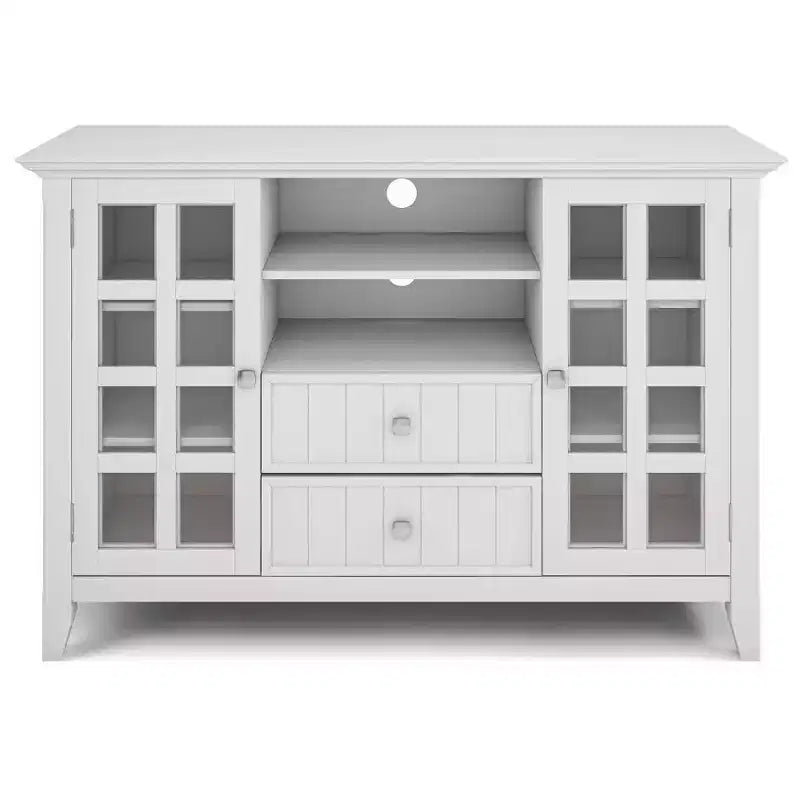 Normandy Tall TV Stand for TVs up to 60" White - WyndenHall: Adjustable Shelves, Pine & Plywood, Media Storage