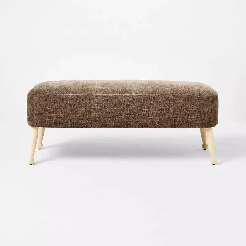 Corallina Upholstered Wooden Bench Natural Wood/Dark Brown - Threshold™ designed with Studio McGee