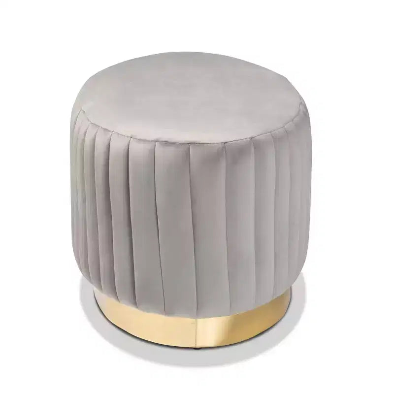 Kirana Velvet Fabric Upholstered and PU Leather Ottoman Gold - Baxton Studio
