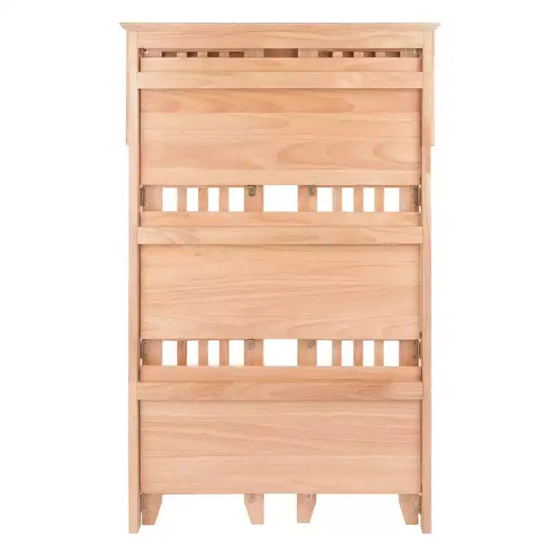Étagère pliable à 4 niveaux en hêtre naturel, à côtés à lattes