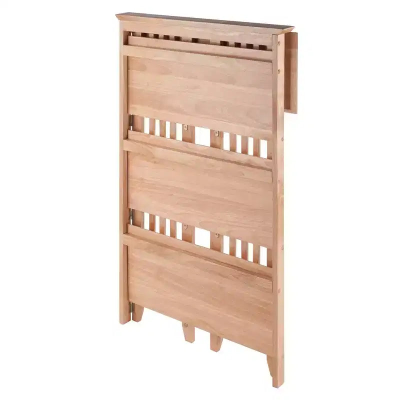 Étagère pliable à 4 niveaux en hêtre naturel, à côtés à lattes