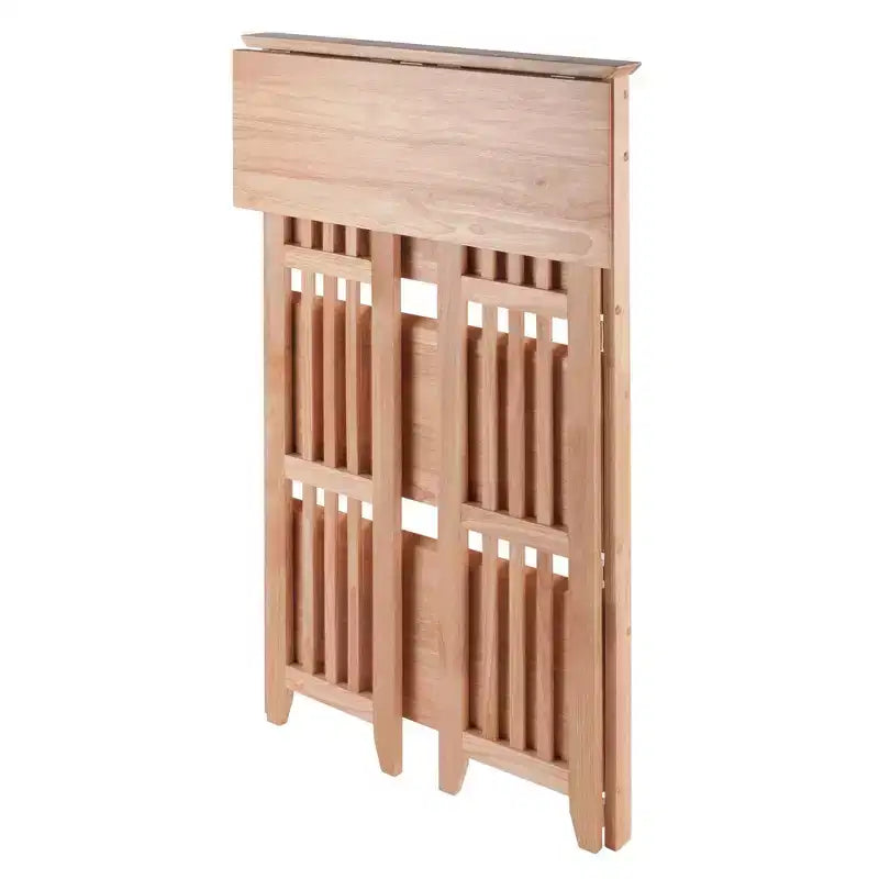 Étagère pliable à 4 niveaux en hêtre naturel, à côtés à lattes
