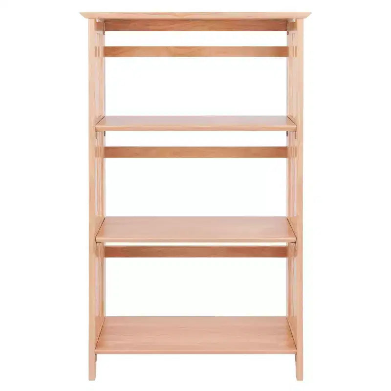 Étagère pliable à 4 niveaux en hêtre naturel, à côtés à lattes