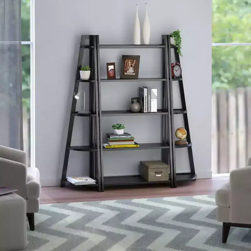 Winsome 3pc 58.03" Adam Shelving Set Black: Transitional Style, Wood Composite, 15 Shelves, Assembly Tools Provided
