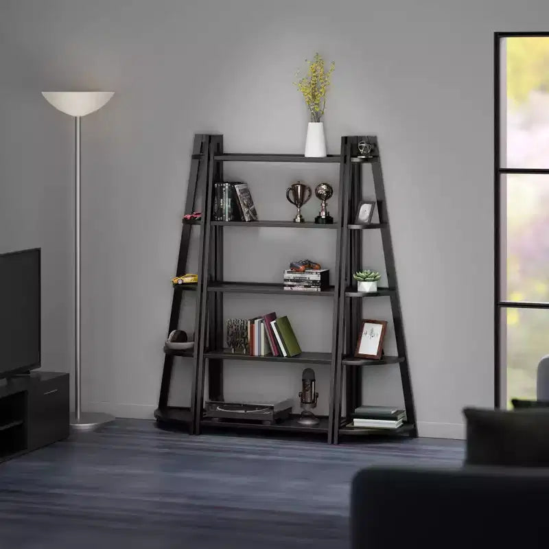 Winsome 3pc 58.03" Adam Shelving Set Black: Transitional Style, Wood Composite, 15 Shelves, Assembly Tools Provided