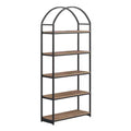 72" Haven Wood and Metal 5 Shelf Arch Bookshelf Reclaimed Oak/Matte Black - Nathan James