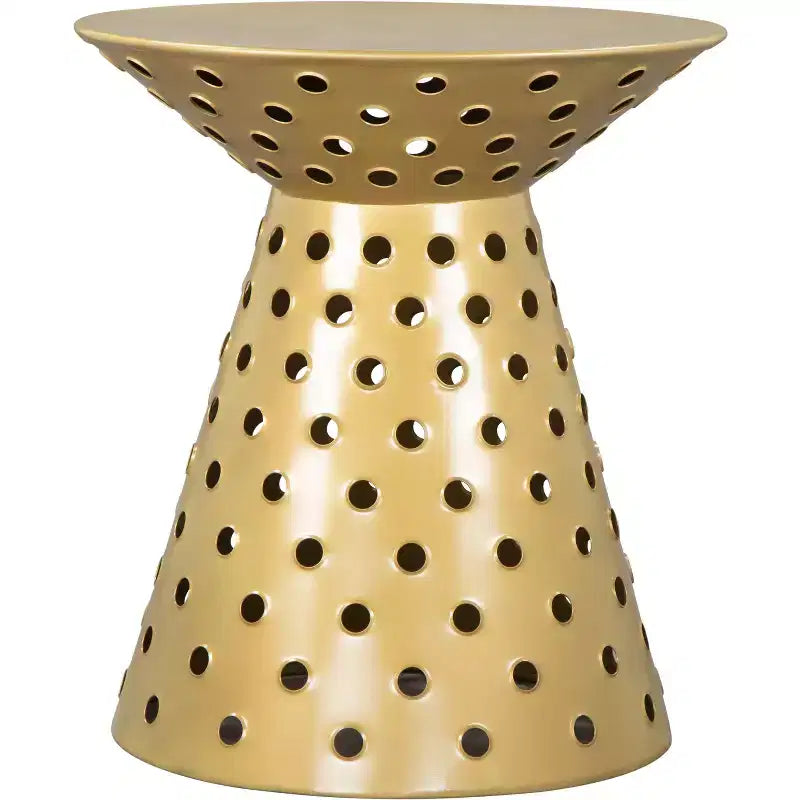 Alaterre Furniture Kian Side Table Iron Gold : Pedestal, Modern No Assembly Required, 220lb Capacity