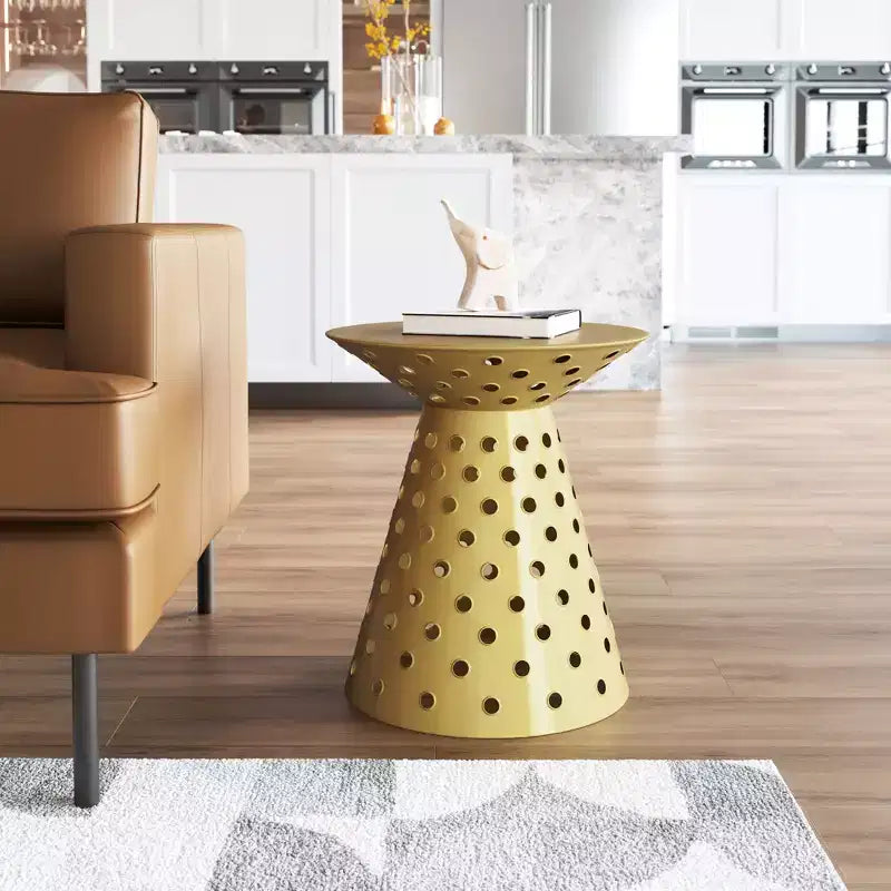 Alaterre Furniture Kian Side Table Iron Gold : Pedestal, Modern No Assembly Required, 220lb Capacity