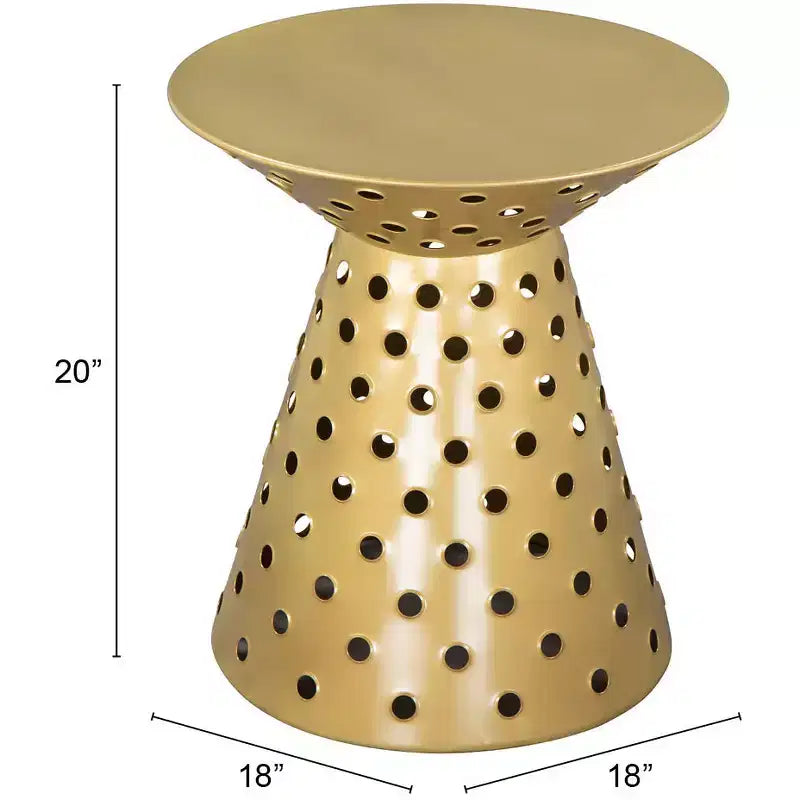 Alaterre Furniture Kian Side Table Iron Gold : Pedestal, Modern No Assembly Required, 220lb Capacity