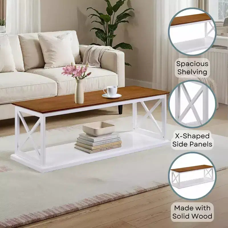 Coventry Coffee Table with Shelf Driftwood/White - Breighton Home
