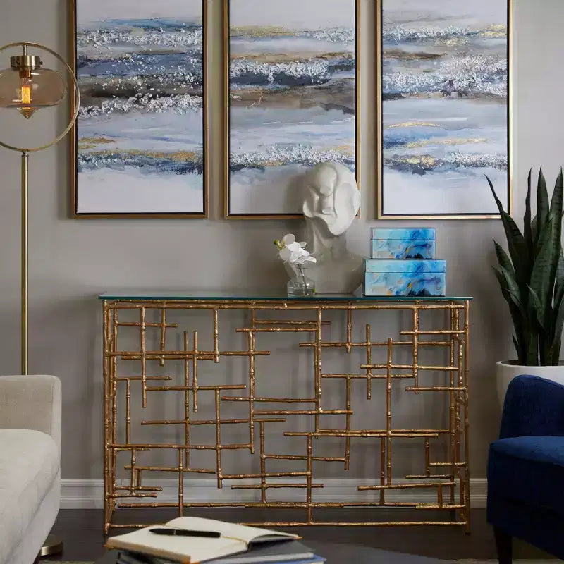 Contemporary Aluminum Console Table Gold - Olivia & May