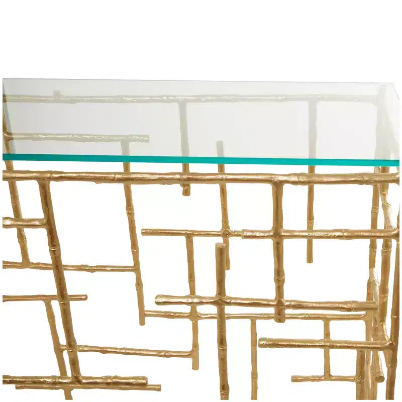 Contemporary Aluminum Console Table Gold - Olivia & May