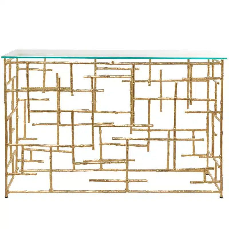 Contemporary Aluminum Console Table Gold - Olivia & May