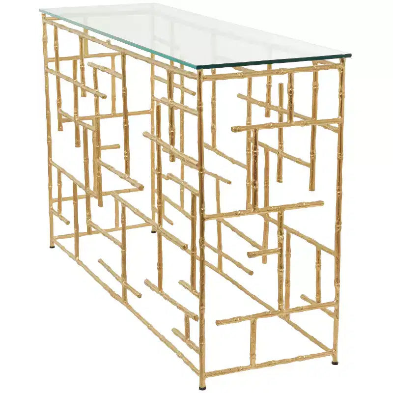 Contemporary Aluminum Console Table Gold - Olivia & May