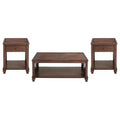 Alaterre Furniture 3pc Bridgton Wood Living Room Set: Pine Furniture, Cherry Stain