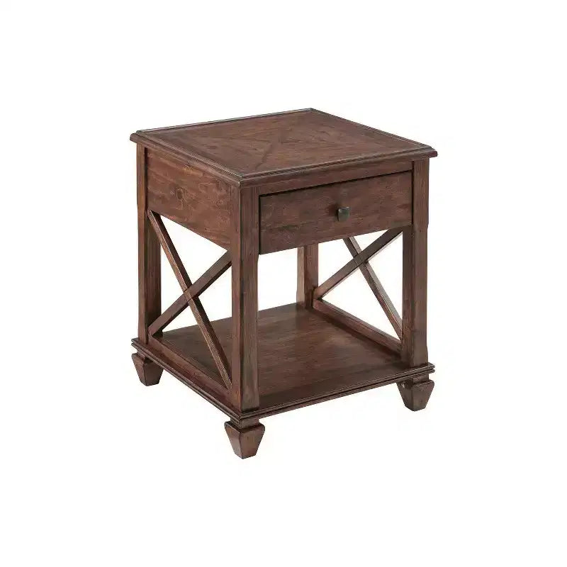 Alaterre Furniture 3pc Bridgton Wood Living Room Set: Pine Furniture, Cherry Stain