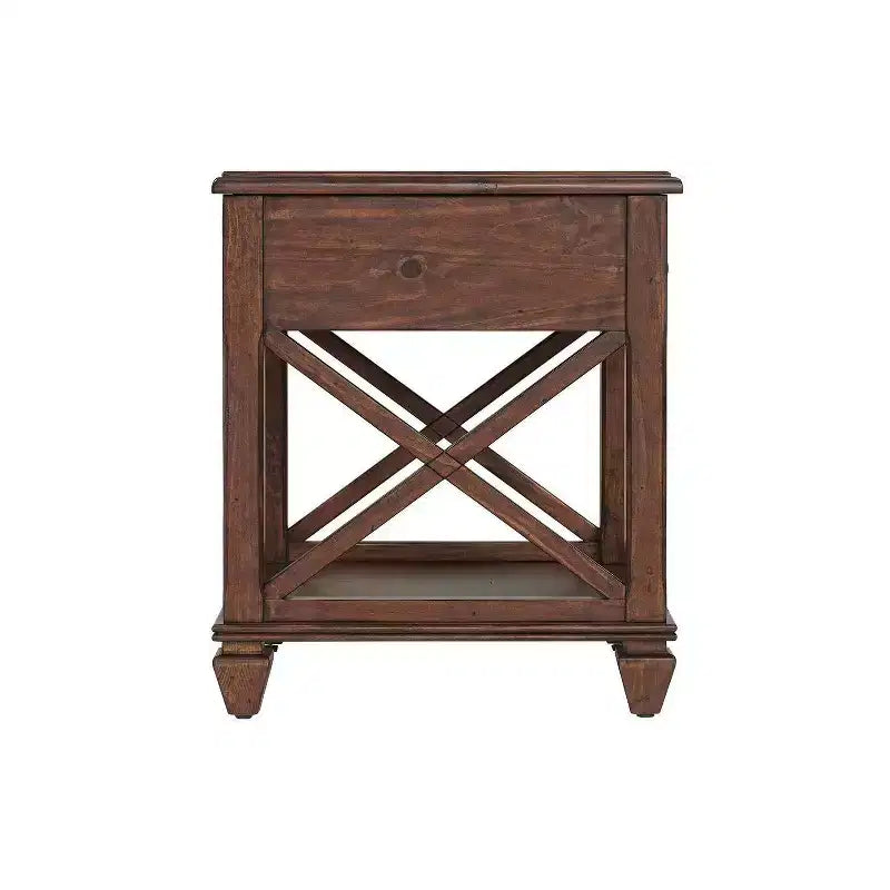 Alaterre Furniture 3pc Bridgton Wood Living Room Set: Pine Furniture, Cherry Stain
