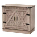 Wayne Farmhouse Wood 2 Doors Shoe Storage Cabinet Oak Brown - Baxton Studio: Entryway Organizer, Holds 9 Pairs