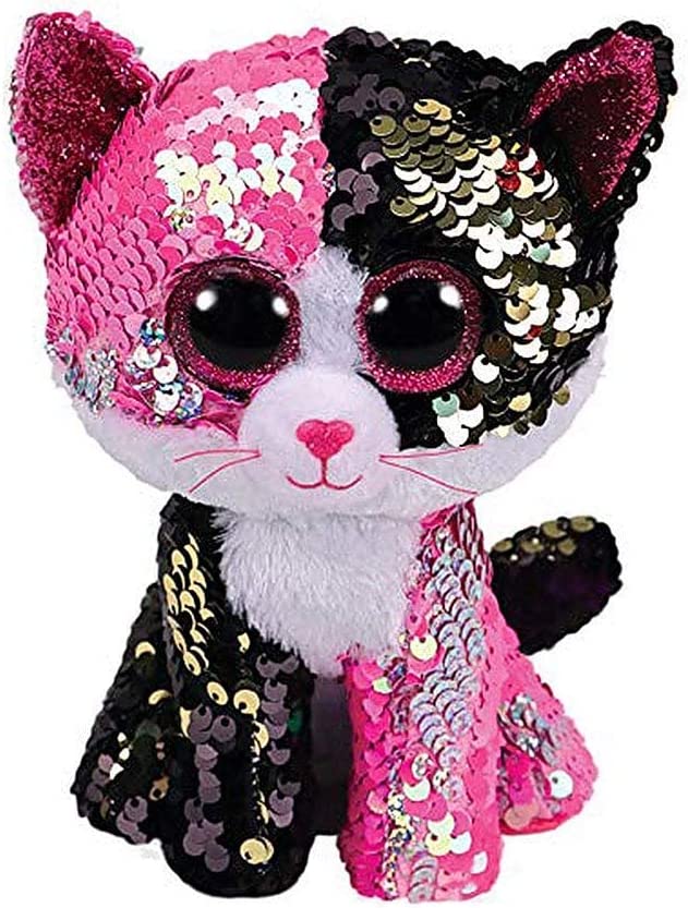 TY Malibu Cat Flip-A-Mallow plush toy - Reversible sequin cat stuffed animal