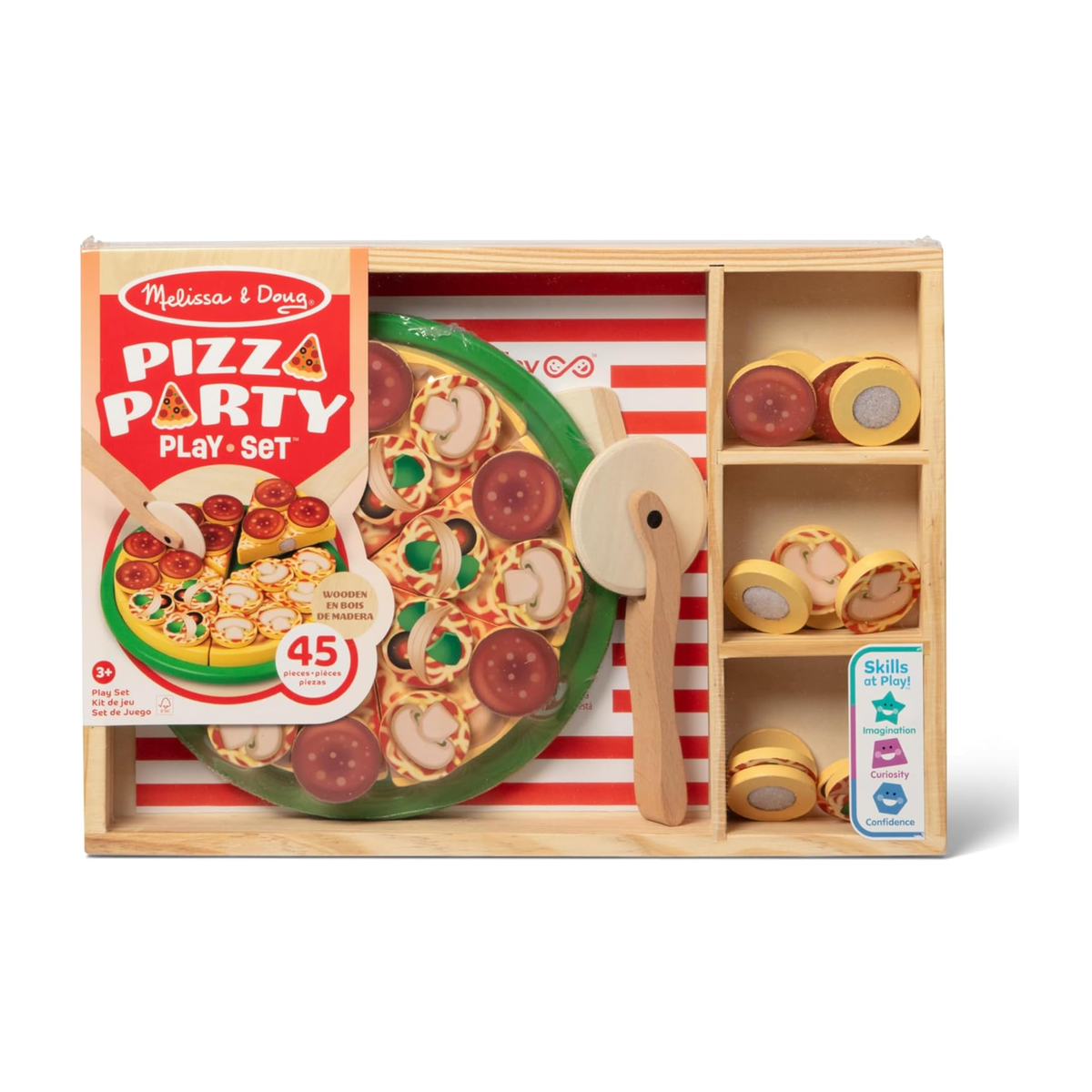 Melissa & Doug Wooden Pizza Play Food Set for Pretend Kitchen