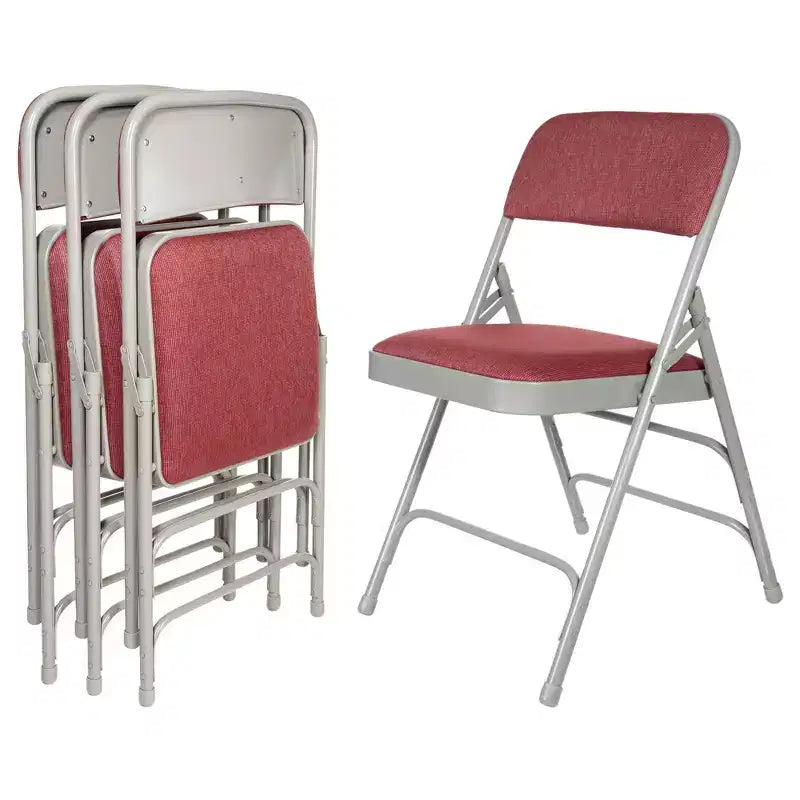Set of 4 Deluxe Fabric Padded Triple Brace Folding Chairs - Hampden Furnishings