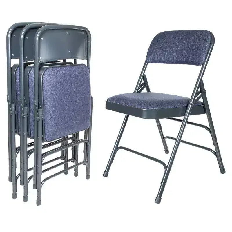 Set of 4 Deluxe Fabric Padded Triple Brace Folding Chairs - Hampden Furnishings