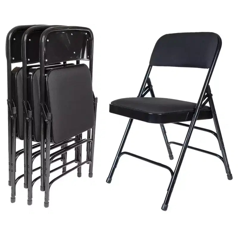 Set of 4 Deluxe Fabric Padded Triple Brace Folding Chairs - Hampden Furnishings