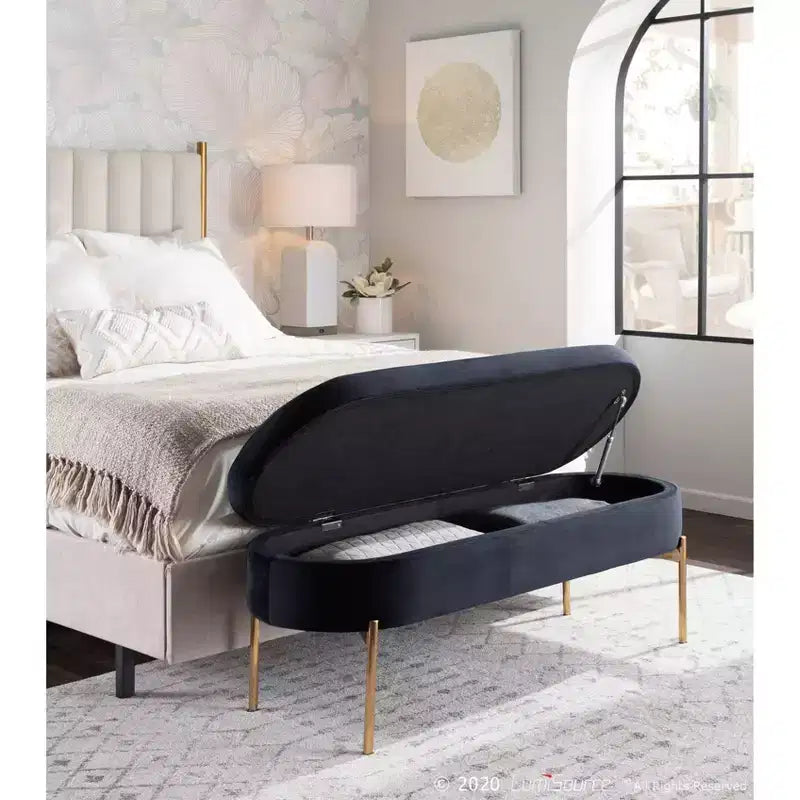 48 Chloe Contemporary Upholstered Storage Bench - LumiSource