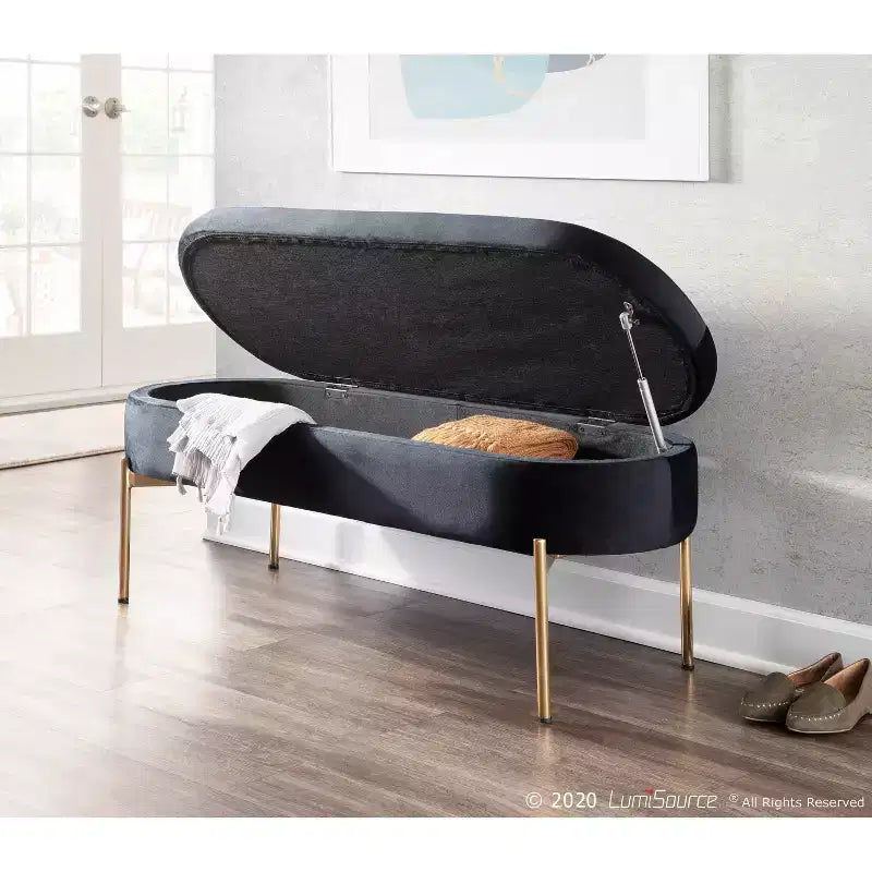 48 Chloe Contemporary Upholstered Storage Bench - LumiSource