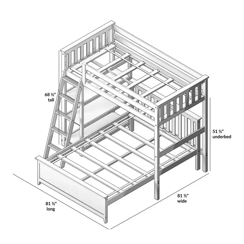 Max & Lily Solid wood L-Shaped Bunk Bed, Twin over Full with Bookcase for Kids
