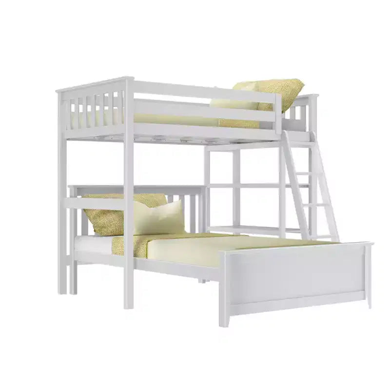 Max & Lily Solid wood L-Shaped Bunk Bed, Twin over Full with Bookcase for Kids