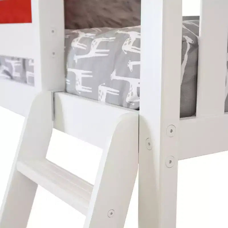 Max & Lily Solid wood L-Shaped Bunk Bed, Twin over Full with Bookcase for Kids