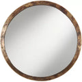 Uttermost Tortin Round Vanity Decorative Wall Mirror Rustic Hammered Jagged Metal Frame 34 Wide for Bathroom Bedroom Living Room Office Home Entryway