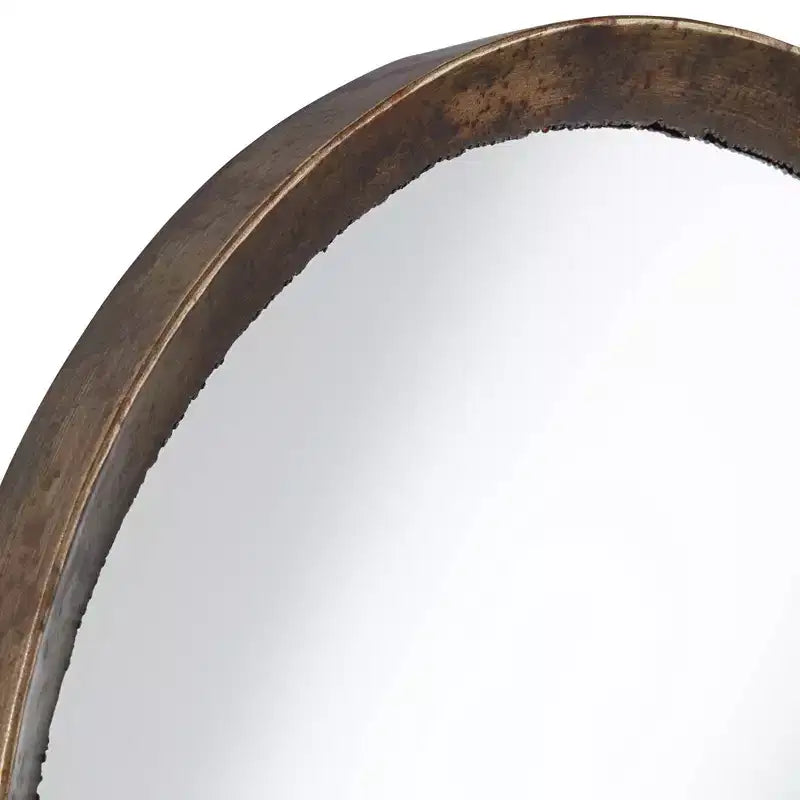 Uttermost Tortin Round Vanity Decorative Wall Mirror Rustic Hammered Jagged Metal Frame 34 Wide for Bathroom Bedroom Living Room Office Home Entryway