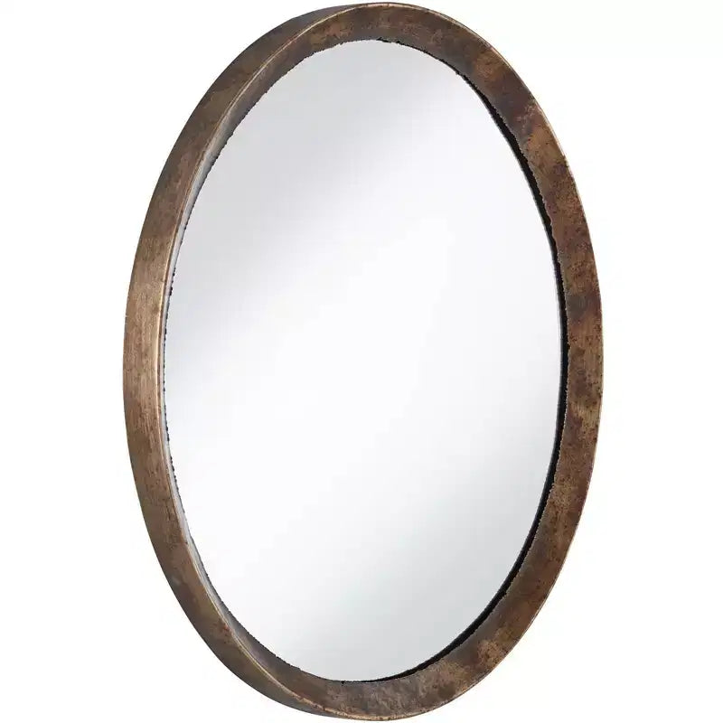 Uttermost Tortin Round Vanity Decorative Wall Mirror Rustic Hammered Jagged Metal Frame 34 Wide for Bathroom Bedroom Living Room Office Home Entryway