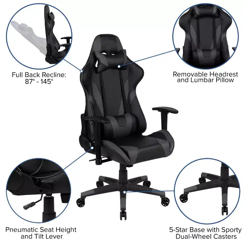 Flash Furniture Gaming Desk and Reclining Gaming Chair Set with Cup Holder and Headphone Hook
