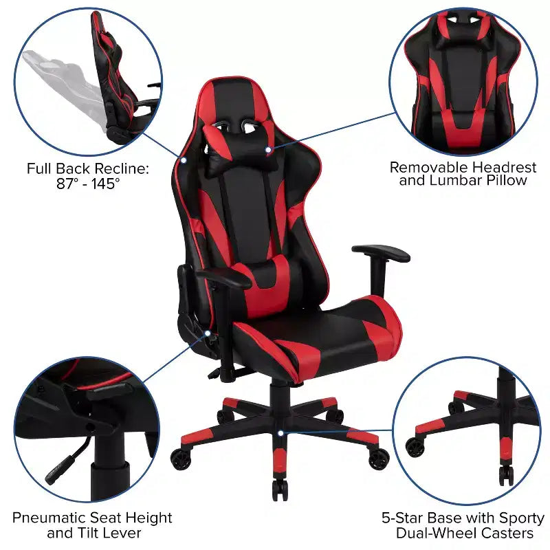 Flash Furniture Gaming Desk and Reclining Gaming Chair Set with Cup Holder and Headphone Hook