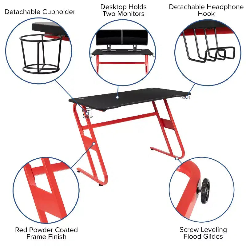 Flash Furniture Gaming Desk and Reclining Gaming Chair Set with Cup Holder and Headphone Hook