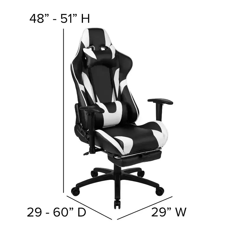 Flash Furniture X30 Gaming Chair Racing Office Ergonomic Computer Chair with Fully Reclining Back and Slide-Out Footrest in Red LeatherSoft