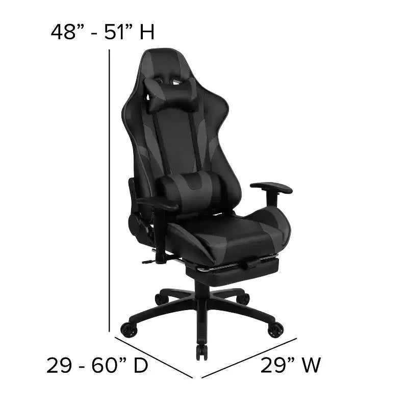 Flash Furniture X30 Gaming Chair Racing Office Ergonomic Computer Chair with Fully Reclining Back and Slide-Out Footrest in Red LeatherSoft