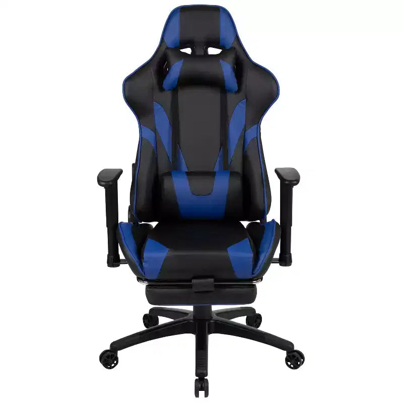 Flash Furniture X30 Gaming Chair Racing Office Ergonomic Computer Chair with Fully Reclining Back and Slide-Out Footrest in Red LeatherSoft