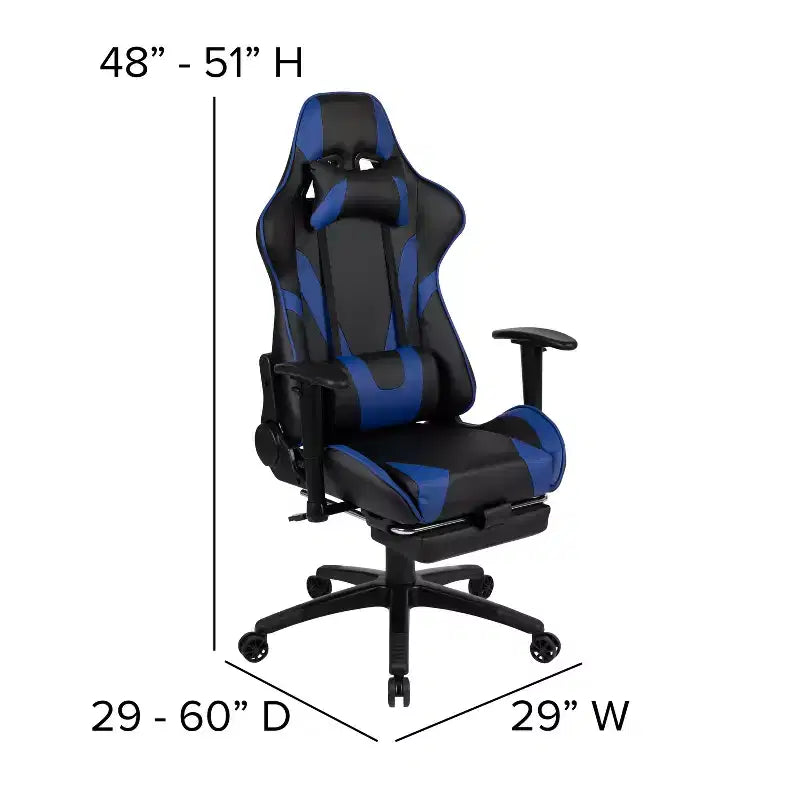 Flash Furniture X30 Gaming Chair Racing Office Ergonomic Computer Chair with Fully Reclining Back and Slide-Out Footrest in Red LeatherSoft